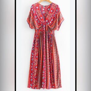 Chic Red Floral Maxi Dress